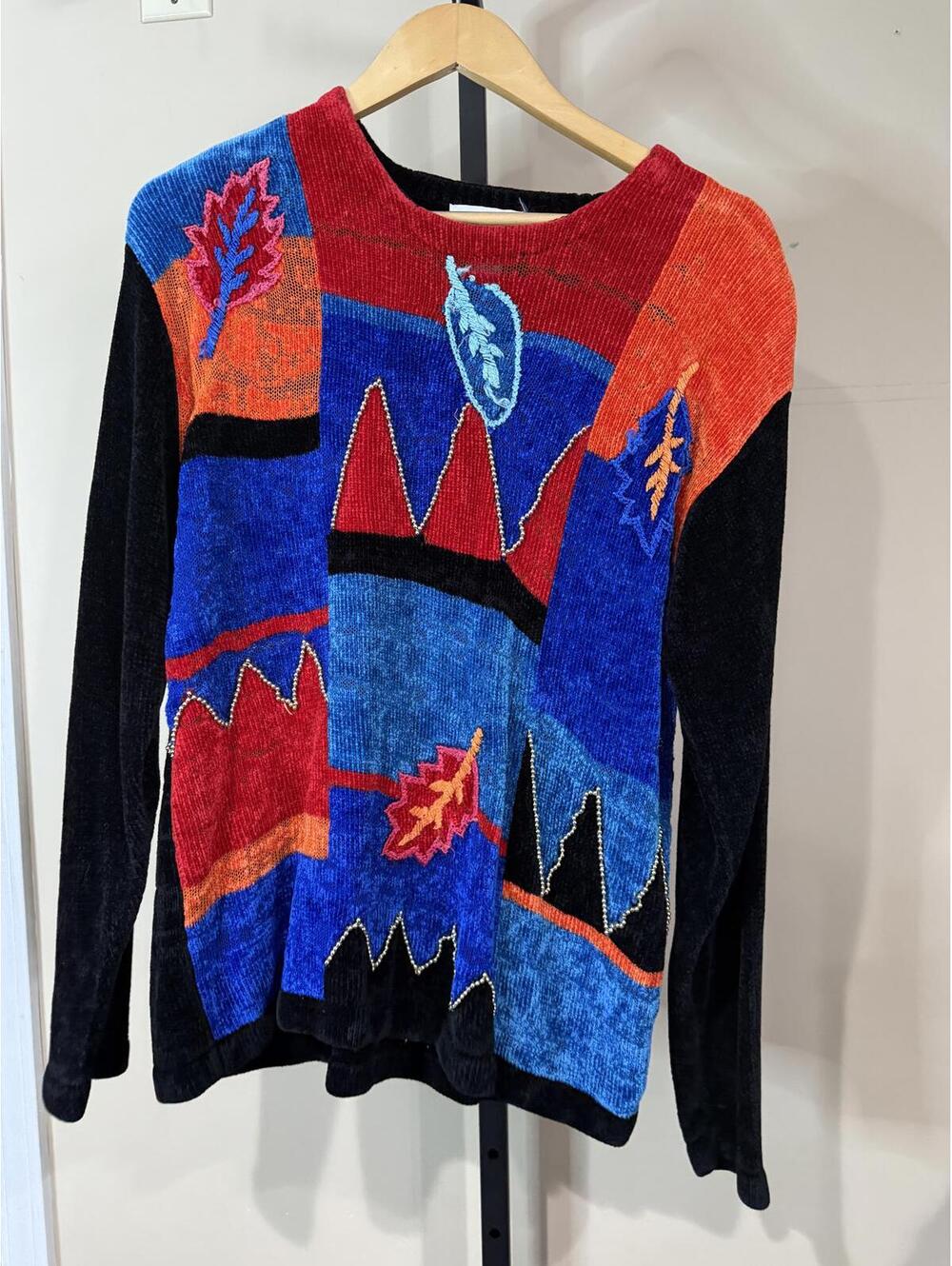 Victoria Harbour Colorful Patchwork Sweater, Size Large